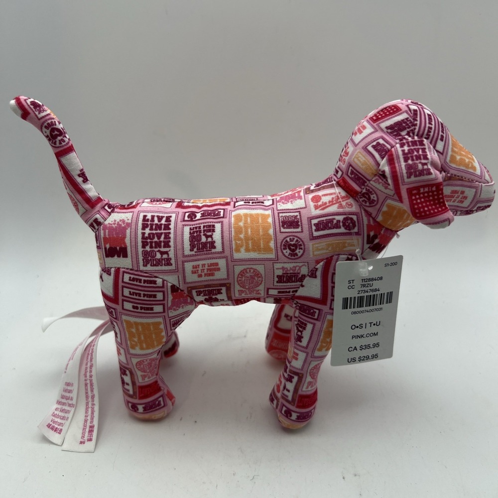 NWT VS Pink Friday Logo Mini Dog Pink Patchwork *Limited Edition!